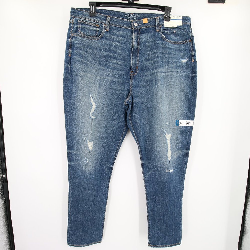 NWT Arizona Jean Co Distressed Medium Wash High Rise Skinny Jeans Size 23